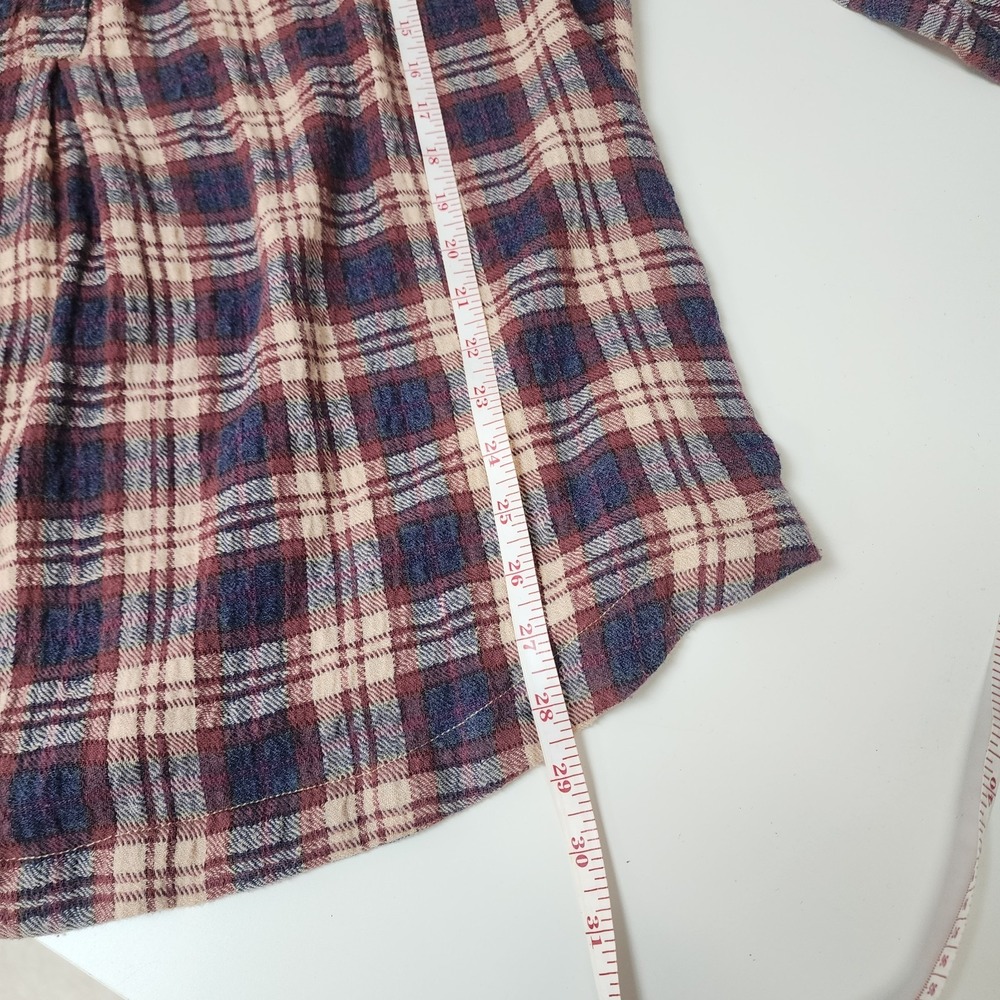 Free People Northern Bound Tunic Top Women's L Plaid Flannel Country Cozy - Picture 8 of 10